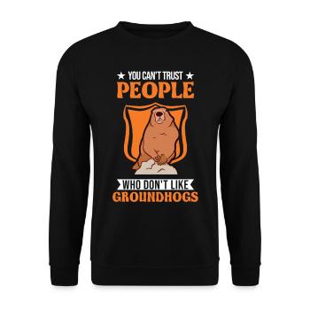 Murmeltier Groundhog Day Waldmurmeltier - Unisex Pullover - Schwarz - Vorne - Alina (178cm) & Michal (187cm)