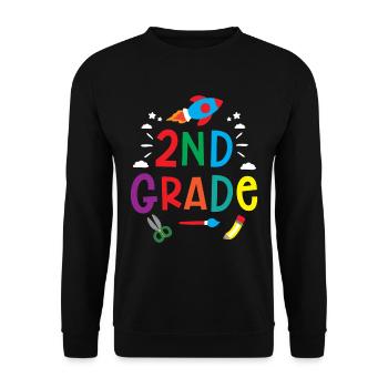 Zweite Klasse Schule Zweitklässler Schüler Lehrer - Unisex Pullover - Schwarz - Vorne - Alina (178cm) & Michal (187cm)