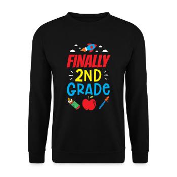 Endlich Zweite Klasse Schule Zweitklässler Lehrer - Unisex Pullover - Schwarz - Vorne - Alina (178cm) & Michal (187cm)