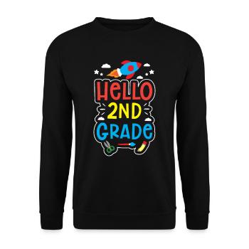 Hallo 2. Klasse Zweite Klasse Zweitklässler - Unisex Pullover - Schwarz - Vorne - Alina (178cm) & Michal (187cm)
