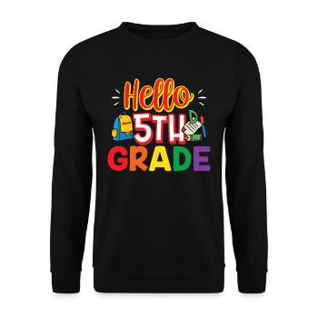 Hallo 5. Klasse Fünfte 5 Klasse Fünftklässler - Unisex Pullover - Schwarz - Vorne - Alina (178cm) & Michal (187cm)