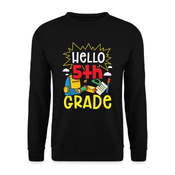 Hallo 5. Klasse Fünftklässler 5 Klasse Fünfte - Unisex Pullover - Schwarz - Vorne - Alina (178cm) & Michal (187cm)