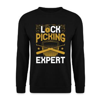 Lockpicking Experte Schloss Lock Picking Knacken - Unisex Pullover - Schwarz - Vorne - Alina (178cm) & Michal (187cm)