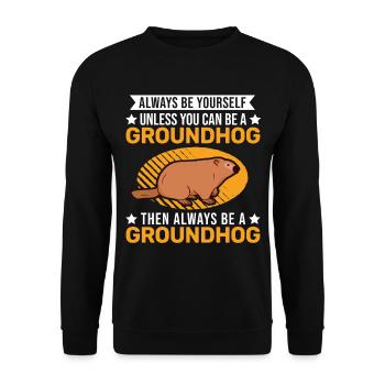 Murmeltier Groundhog Marmot Waldmurmeltier - Unisex Pullover - Schwarz - Vorne - Alina (178cm) & Michal (187cm)