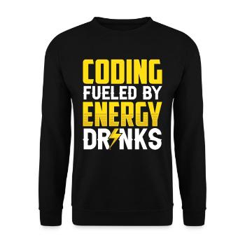 Programmieren Mit Energydrinks Coding Code Coder - Unisex Pullover - Schwarz - Vorne - Alina (178cm) & Michal (187cm)