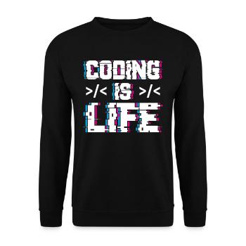 Coding Ist Leben Programmierer Coder Code - Unisex Pullover - Schwarz - Vorne - Alina (178cm) & Michal (187cm)