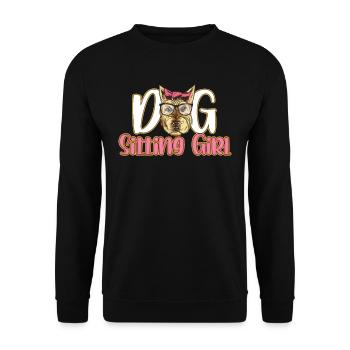Hundesitterin Mädchen Dog Sitting Hundesitting - Unisex Pullover - Schwarz - Vorne - Alina (178cm) & Michal (187cm)