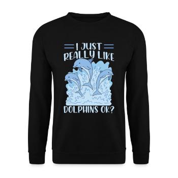 I like dolphins just very much dolphin dolphins - Unisex Sweatshirt - black - Front - Alina (178cm) & Michal (187cm)