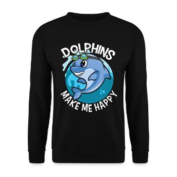 Delfine Machen Mich Glücklich Delfin Delphin - Unisex Pullover - Schwarz - Vorne - Alina (178cm) & Michal (187cm)