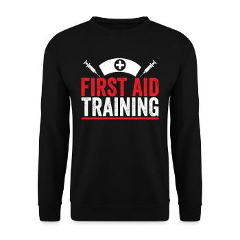 First Aid Training Teacher Course Trainer - Unisex Sweatshirt - black - Front - Alina (178cm) & Michal (187cm)