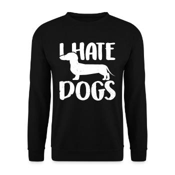 I Hate Dogs Cats Pet Lover Cat - Unisex Sweatshirt - black - Front - Alina (178cm) & Michal (187cm)