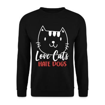 Love Cats Hate Dogs Cat Lovers Pet - Unisex Sweatshirt - black - Front - Alina (178cm) & Michal (187cm)
