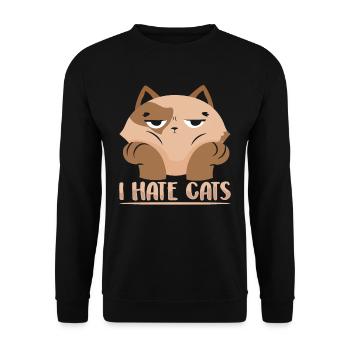 Ich Hasse Katzen Welpe Hund Liebhaber Tier - Unisex Pullover - Schwarz - Vorne - Alina (178cm) & Michal (187cm)