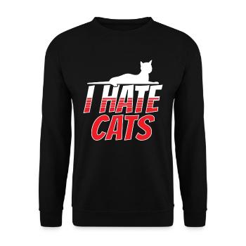Ich Hasse Katzen Welpe Hund Liebhaber Tier - Unisex Pullover - Schwarz - Vorne - Alina (178cm) & Michal (187cm)