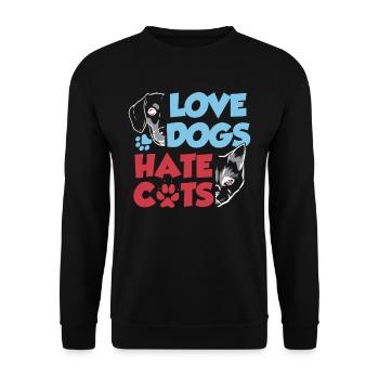 Love Dogs Hate Cats Lover Dog Puppy - Unisex Sweatshirt - black - Front - Alina (178cm) & Michal (187cm)