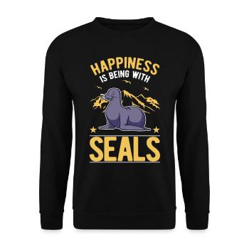 Robbe Glück Sea Lion Seelöwe - Unisex Sweatshirt - black - Front - Alina (178cm) & Michal (187cm)