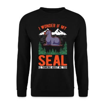Cadeau de phoque Phoque Lion de mer - Sweat-shirt Unisexe - noir - Devant - Alina (178cm) & Michal (187cm)