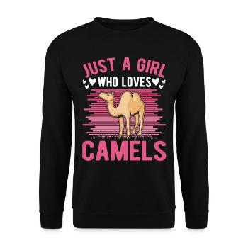 Kamel Mädchen Dromedar Ägypten Großkamel - Unisex Pullover - Schwarz - Vorne - Alina (178cm) & Michal (187cm)