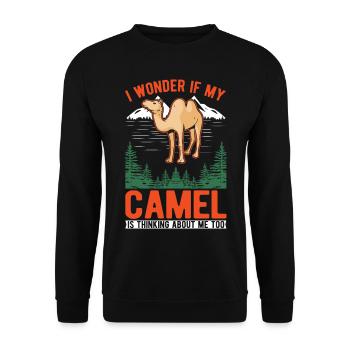 Kamel Geschenk Dromedar Camel Großkamel - Unisex Pullover - Schwarz - Vorne - Alina (178cm) & Michal (187cm)