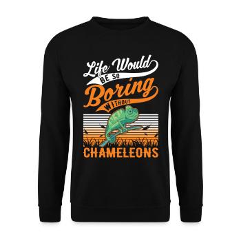Caméléon Cadeau Caméléon - Sweat-shirt Unisexe - noir - Devant - Alina (178cm) & Michal (187cm)