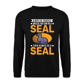Seal Gift Sea Lion Seal Sea Lion - Unisex Sweatshirt - black - Front - Alina (178cm) & Michal (187cm)