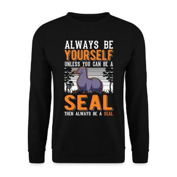 Seal Gift Sea Lion Seal Sea Lion - Unisex Sweatshirt - black - Front - Alina (178cm) & Michal (187cm)