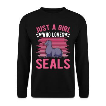 phoques fille phoque lion de mer - Sweat-shirt Unisexe - noir - Devant - Alina (178cm) & Michal (187cm)