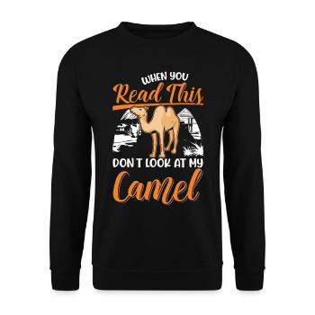 Kamel Geschenk Dromedar Camel Großkamel - Unisex Pullover - Schwarz - Vorne - Alina (178cm) & Michal (187cm)