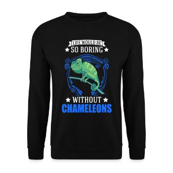 Caméléon Cadeau Caméléon - Sweat-shirt Unisexe - noir - Devant - Alina (178cm) & Michal (187cm)