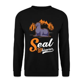 Robbenflüsterer Seerobbe Robbe Seehund - Unisex Pullover - Schwarz - Vorne - Alina (178cm) & Michal (187cm)