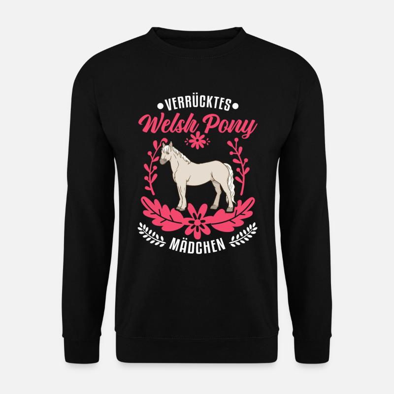 Verrücktes Welsh Pony Mädchen - Unisex Pullover - Schwarz