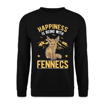 Fennek Glück Wüstenfuchs Fennec - Unisex Pullover - Schwarz - Vorne - Alina (178cm) & Michal (187cm)