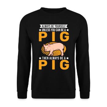 Pig Gift Farmer Pig - Unisex Sweatshirt - black - Front - Alina (178cm) & Michal (187cm)