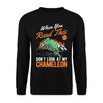Caméléon Cadeau Caméléon - Sweat-shirt Unisexe - noir - Devant - Alina (178cm) & Michal (187cm)