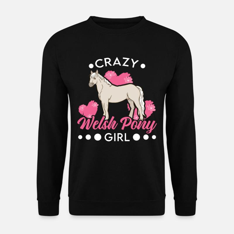 Verrücktes Welsh Pony Mädchen - Unisex Pullover - Schwarz