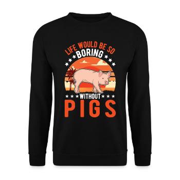 Pig Gift Farmer Pig - Unisex Sweatshirt - black - Front - Alina (178cm) & Michal (187cm)