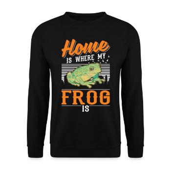 Zuhause ist wo mein Frosch ist - Unisex Pullover - Schwarz - Vorne - Alina (178cm) & Michal (187cm)