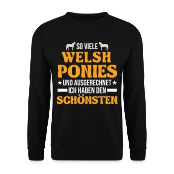 Welsh Pony Reiterin - Unisex Pullover - Schwarz - Vorne - Alina (178cm) & Michal (187cm)