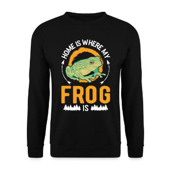 Zuhause ist wo mein Frosch ist - Unisex Pullover - Schwarz - Vorne - Alina (178cm) & Michal (187cm)