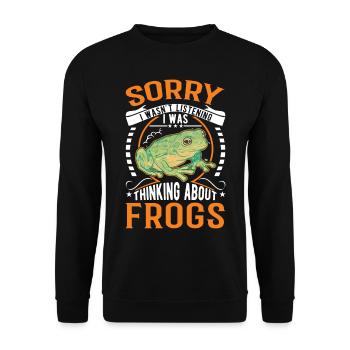 Frosch Geschenk Laubfrosch - Unisex Pullover - Schwarz - Vorne - Alina (178cm) & Michal (187cm)
