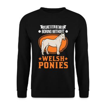 Cavalier de poney gallois - Sweat-shirt Unisexe - noir - Devant - Alina (178cm) & Michal (187cm)