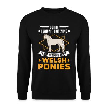 Welsh Pony Geschenk - Unisex Pullover - Schwarz - Vorne - Alina (178cm) & Michal (187cm)