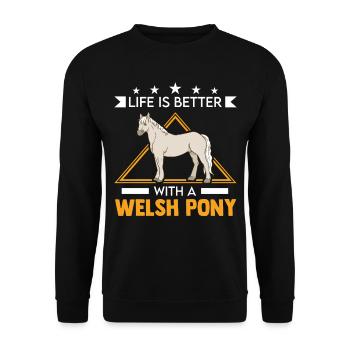 La vie est meilleure avec mon poney gallois - Sweat-shirt Unisexe - noir - Devant - Alina (178cm) & Michal (187cm)