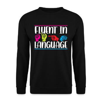 Maîtrise de la langue des signes Signes de sensibilisation - Sweat-shirt Unisexe - noir - Devant - Alina (178cm) & Michal (187cm)