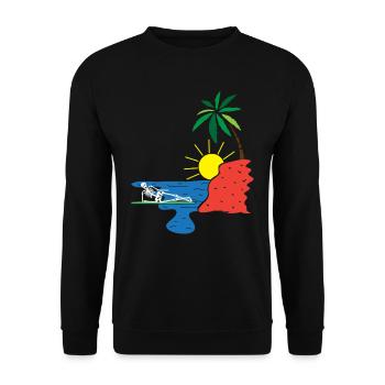 Skeleton Sea Sun Palm Holiday - Unisex Sweatshirt - black - Front - Alina (178cm) & Michal (187cm)