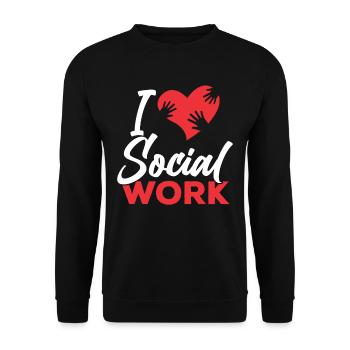 J’aime la formation en travail social des travailleurs sociaux - Sweat-shirt Unisexe - noir - Devant - Alina (178cm) & Michal (187cm)