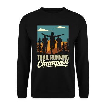 Champion de trail running Running Runner Traillauf - Sweat-shirt Unisexe - noir - Devant - Alina (178cm) & Michal (187cm)