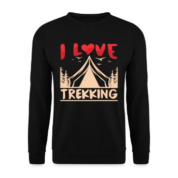 Ich Liebe Trekking Wanderung Wandern Wanderer - Unisex Pullover - Schwarz - Vorne - Alina (178cm) & Michal (187cm)