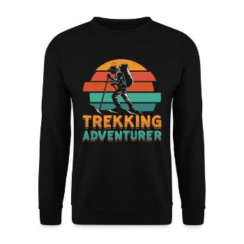 Trekking Adventurer Hike Hiking Hikers - Unisex Sweatshirt - black - Front - Alina (178cm) & Michal (187cm)