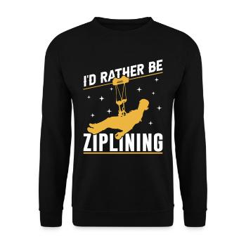 I'd Rather Be Ziplining Zipline Sport Seilrutsche - Unisex Pullover - Schwarz - Vorne - Alina (178cm) & Michal (187cm)